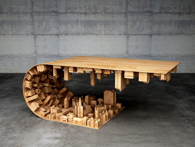 Discover a Cityspace Inside a Coffe Table | This coffee table was inspired by an incredible well-known movie, starring Leonardo DiCaprio as the principal actor, called Inception. #coffeetable #centertables #livingroomdesign