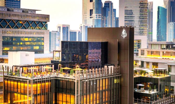 Adam Tihany Project of Hotel in Dubai | It is located in a converted former apartment block in the Dubai International Financial Centre. #hoteldesign #hospitalitydesign #interiordesign #homedecor #decoration #centertables